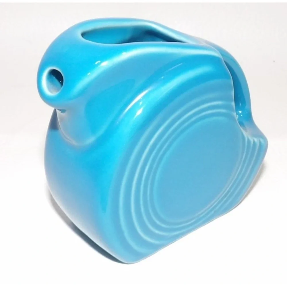 Fiesta Peacock Blue Ceramic Mini Disc Cream Pitcher USA Art Deco